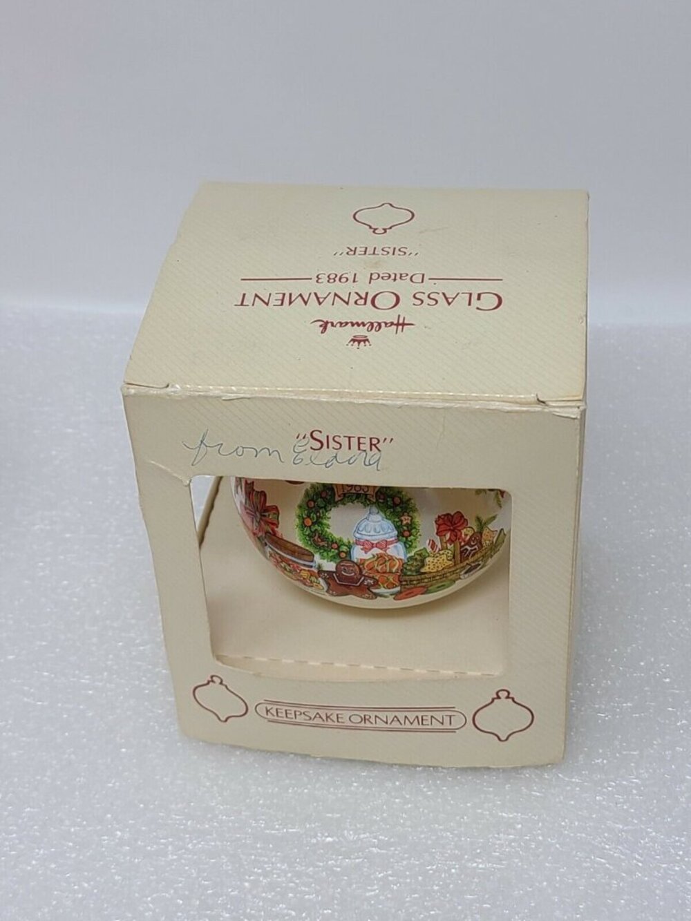 Vintage Hallmark Keepsake Christmas Glass Ornament Ball Sister 1983